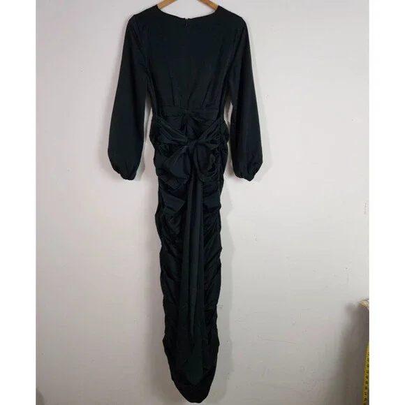 Veiled Collection Selena Dress Medium Green Ruched Elegant Cocktail Gown - Picture 9 of 15